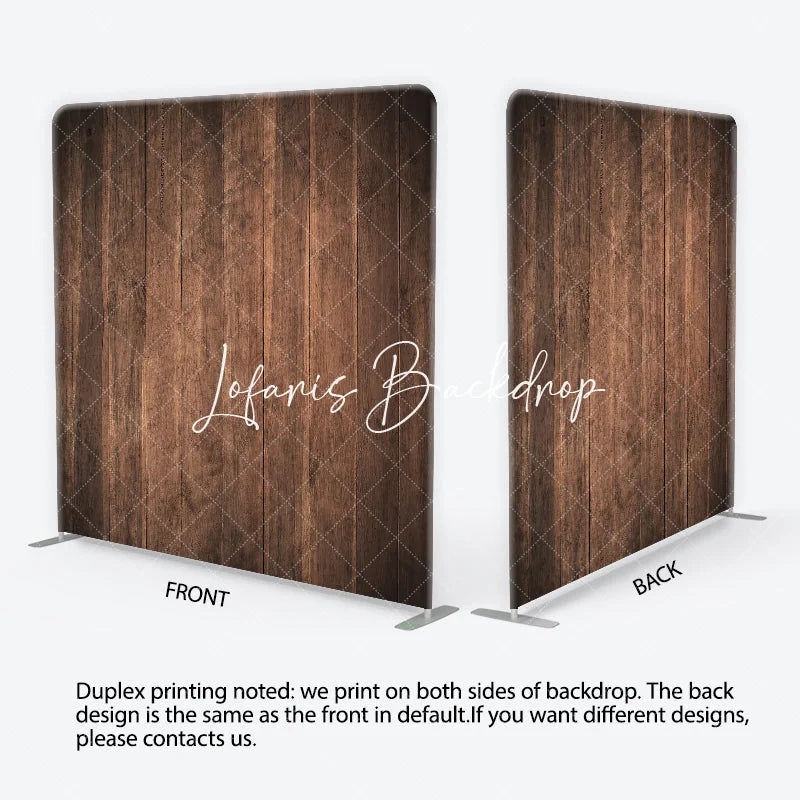 Lofaris Natural Dark Brown Wood Plank Texture Square Double-Sided Backdrop Rustic Vintage Photography Background