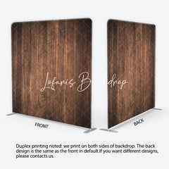 Lofaris Natural Dark Brown Wood Plank Texture Square Double-Sided Backdrop Rustic Vintage Photography Background