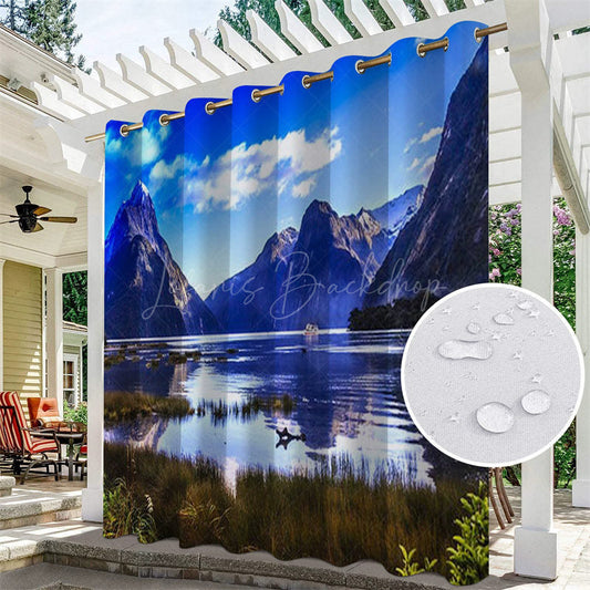 Lofaris Natural Mountain Scenery Waterproof Printed Outdoor Curtains