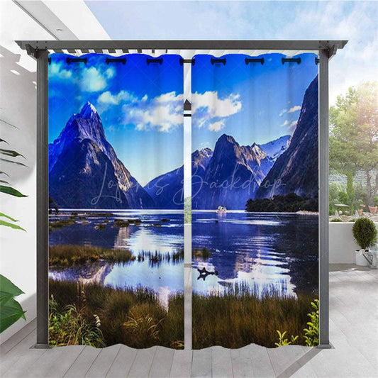 Lofaris Natural Mountain Scenery Waterproof Printed Outdoor Curtains