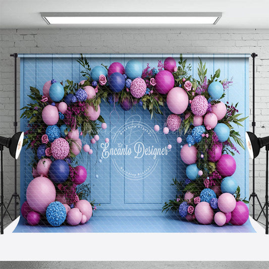 Lofaris Natural Plant Balloon Arch Blue Wall Wedding Backdrop