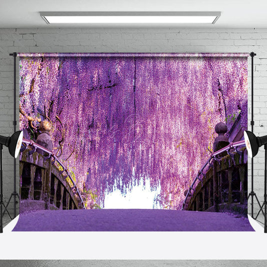 Lofaris Natural Purple Floral Tree Bridge Spring Backdrop