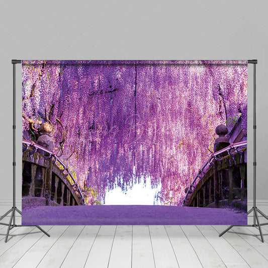 Lofaris Natural Purple Floral Tree Bridge Spring Backdrop