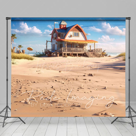 Lofaris Natural Sandy Beach House Summer Photography Backdrop