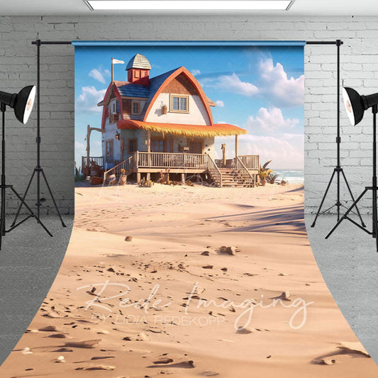 Lofaris Natural Sandy Beach House Summer Sweep Photo Backdrop