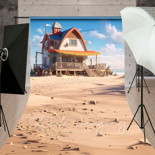 Lofaris Natural Sandy Beach House Summer Sweep Photo Backdrop