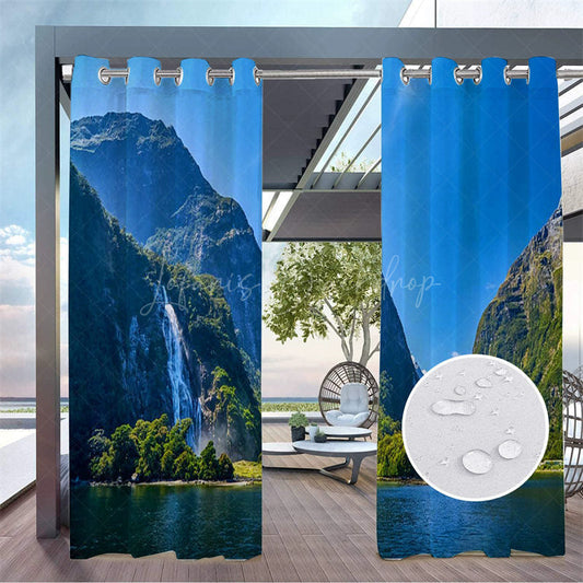 Lofaris Natural Scene Printed Waterproof Outdoor Curtains For Porch