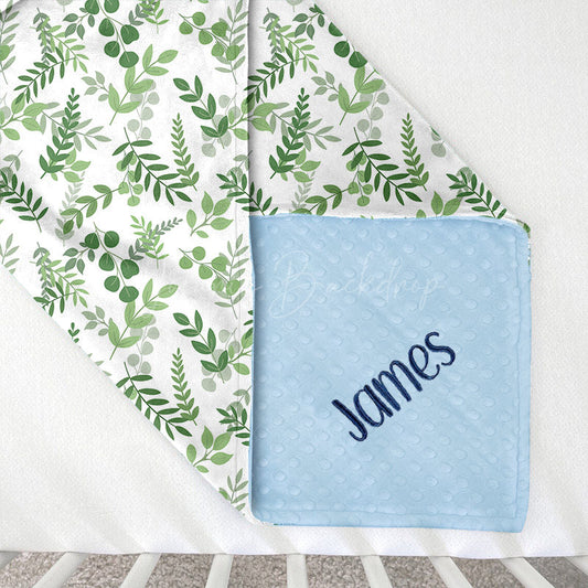 Lofaris Natural Summer Plant Leaves Print Minky Baby Blanket