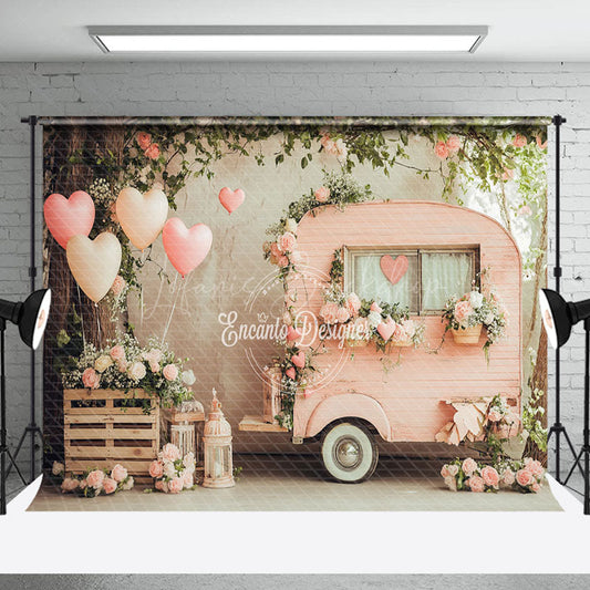 Lofaris Natural Tree Balloon Pink Car Valentines Day Backdrop