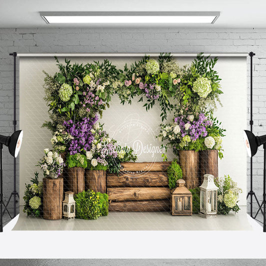 Lofaris Natural Wooden Stake Greenery Floral Spring Backdrop