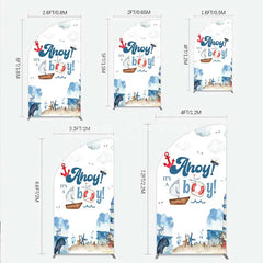 Lofaris Nautical Ahoy It is a Boy Half Moon Arch Backdrop Whale Lighthouse and Anchor Baby Shower Decoration