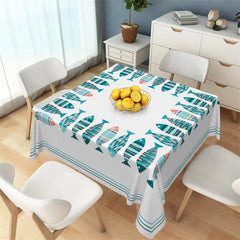 Lofaris Nautical Colorful Fish Border Rectangle Tablecloth Coastal Summer Dining Table Cover for Beach Party