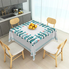 Lofaris Nautical Colorful Fish Border Rectangle Tablecloth Coastal Summer Dining Table Cover for Beach Party