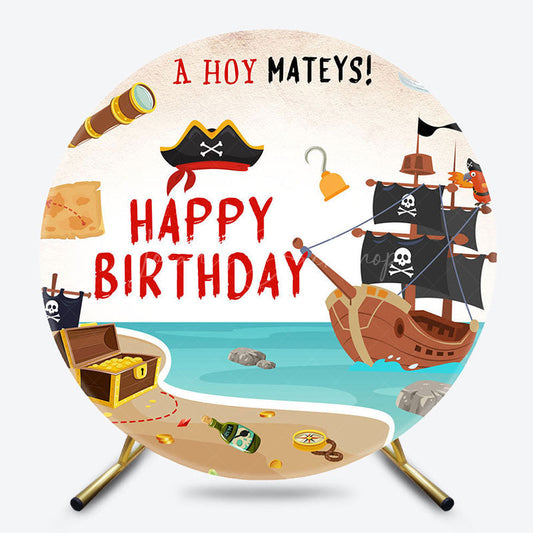 Lofaris Navigation Pirate A Hoy Mateys Round Birthday Backdrop