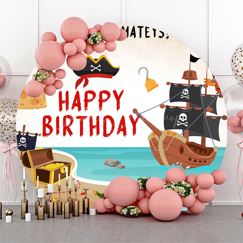 Lofaris Navigation Pirate A Hoy Mateys Round Birthday Backdrop