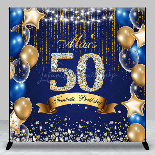 Lofaris Navy Balloons Diamonds Custom 50th Birthday Backdrop