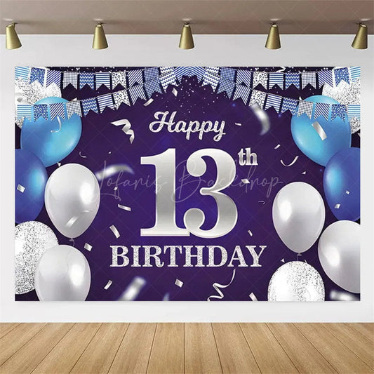 Lofaris Navy Blue 13th Birthday Balloons Backdrop Party Decor Background Elegant for Kids