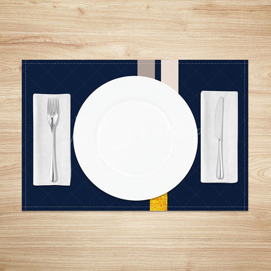 Lofaris Navy Blue and Gold Glitter Placemats Set of 4 Elegant Sparkle Design for Wedding Holiday Dinners