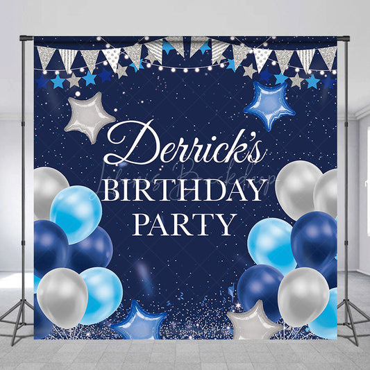 Lofaris Navy Blue Balloon Custom Name Birthday Party Backdrop