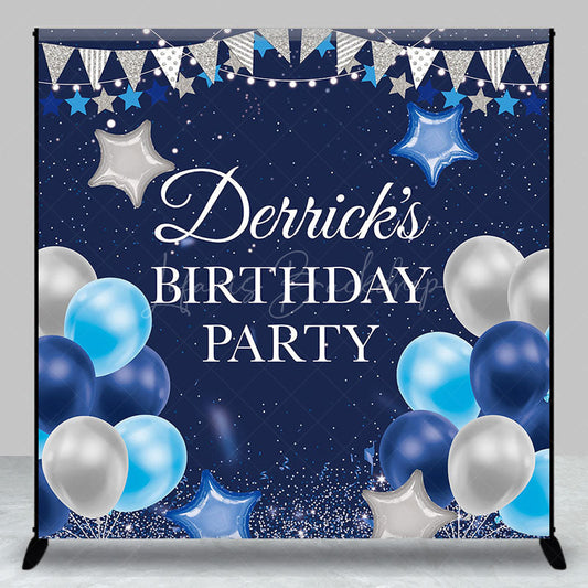 Lofaris Navy Blue Balloon Custom Name Birthday Party Backdrop
