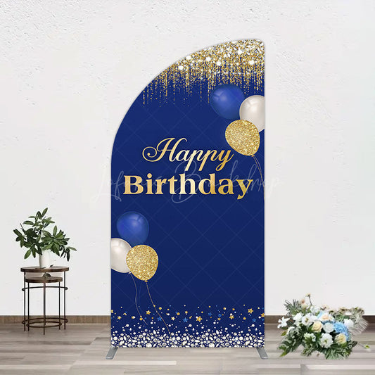 Lofaris Navy Blue Glitter Balloon Birthday Half Moon Arch Backdrop