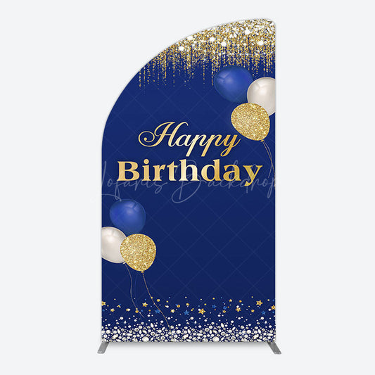 Lofaris Navy Blue Glitter Balloon Birthday Half Moon Arch Backdrop