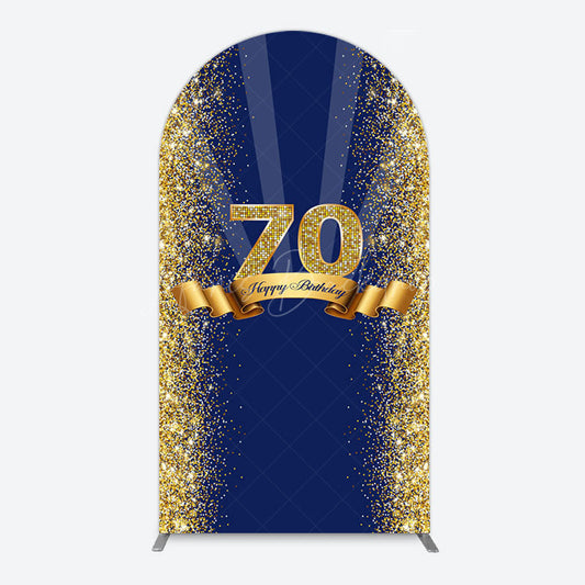 Lofaris Navy Blue Gold Glitter 70th Birthday Arch Backdrop