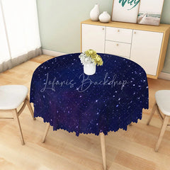 Lofaris Navy Blue Starry Sky Round Tablecloth Deep Space Universe Galaxy Theme for Dinner Party Decoration