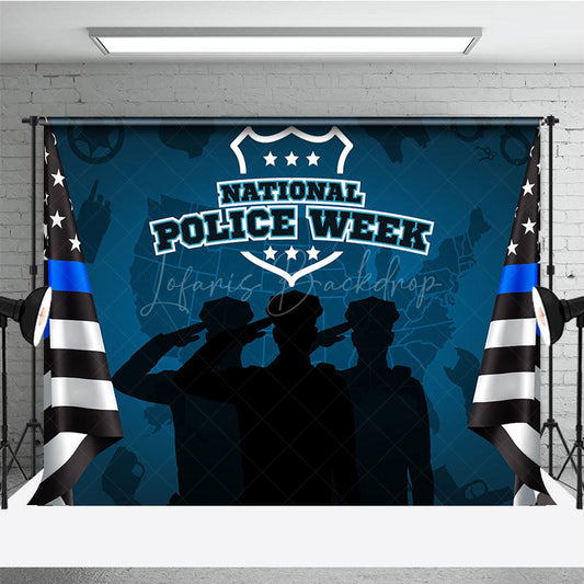 Lofaris Navy Blue Usa Flag National Police Week Backdrop