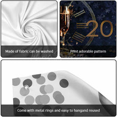 Lofaris Navy Clock Champagne 2025 New Year Garage Door Banner