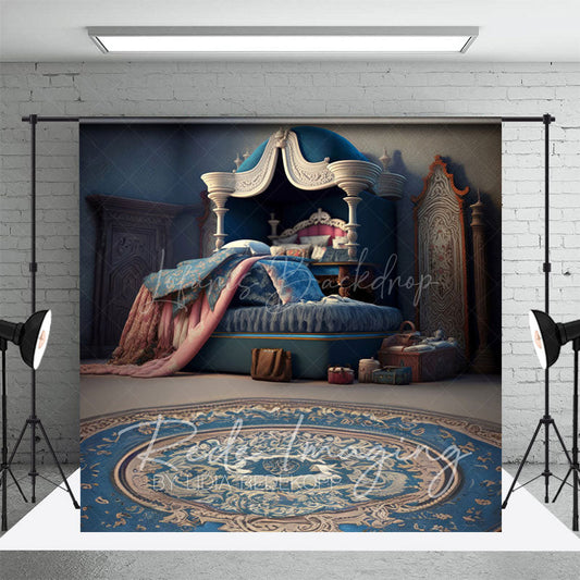 Lofaris Navy Royal Retro Princess Bedroom Photo Backdrop