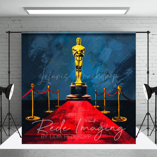 Lofaris Navy Wall Oscar Award Red Stage Photography Backdrop