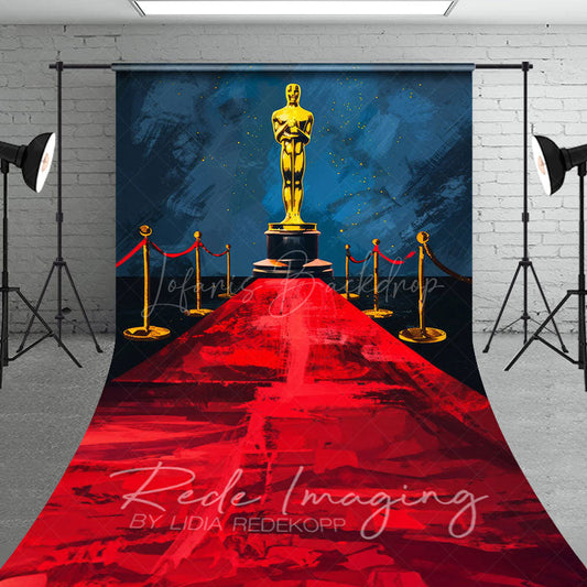 Lofaris Navy Wall Oscar Award Red Stage Sweep Photo Backdrop