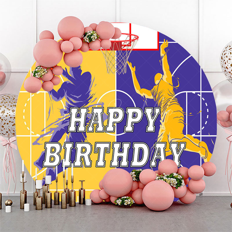 Lofaris Nba Athletes Yellow Purple Sports Round Backdrop