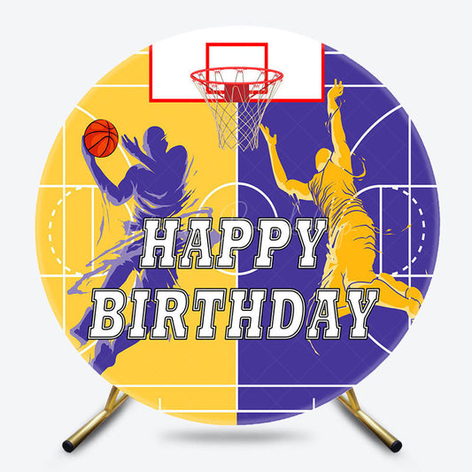 Lofaris Nba Athletes Yellow Purple Sports Round Backdrop