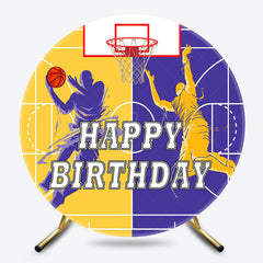 Lofaris Nba Athletes Yellow Purple Sports Round Backdrop