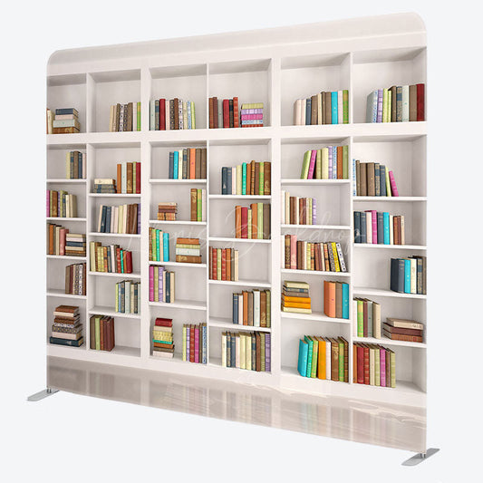 Lofaris Neat White Bookshelf Photo Square Tension Backdrop