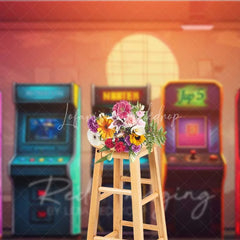 Lofaris Neon Arcade Game Room Photography Backdrop Retro 80s Video Gaming Machine Background