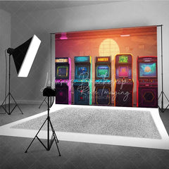 Lofaris Neon Arcade Game Room Photography Backdrop Retro 80s Video Gaming Machine Background