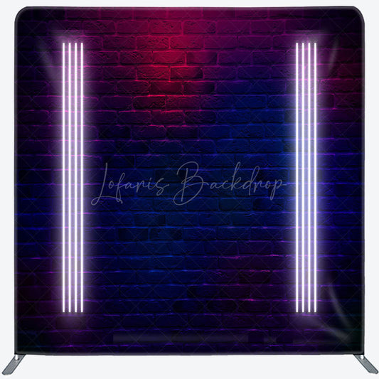Lofaris Neon Glow Photo Brick Wall Square Tension Backdrop