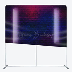 Lofaris Neon Glow Photo Brick Wall Square Tension Backdrop