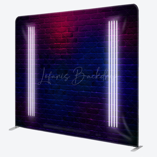 Lofaris Neon Glow Photo Brick Wall Square Tension Backdrop