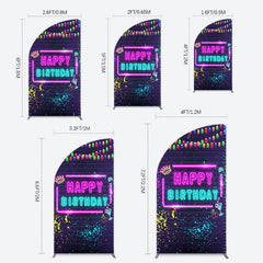 Lofaris Neon Graffiti Bricks Happy Birthday Half Moon Arch Backdrop