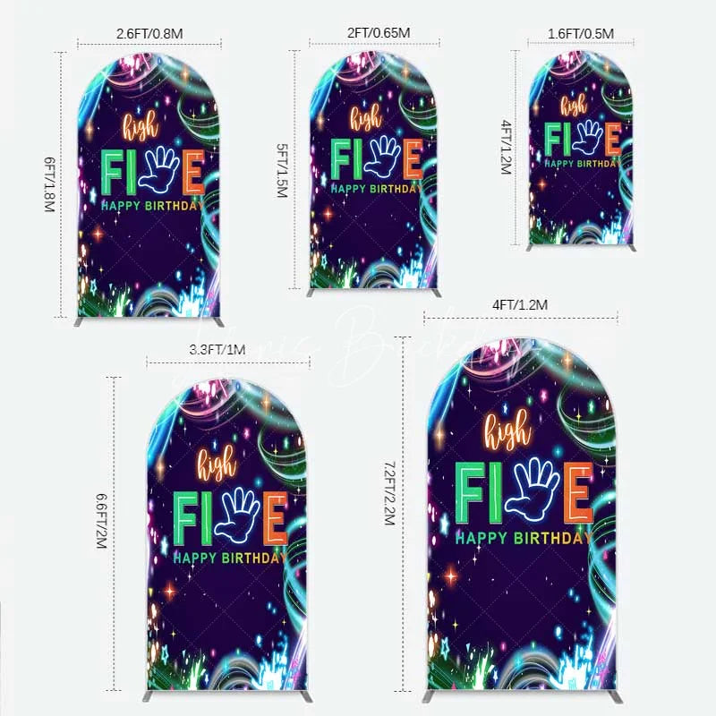 Lofaris Neon High Five Birthday Arch Backdrop Glow Party 5th Photography Background