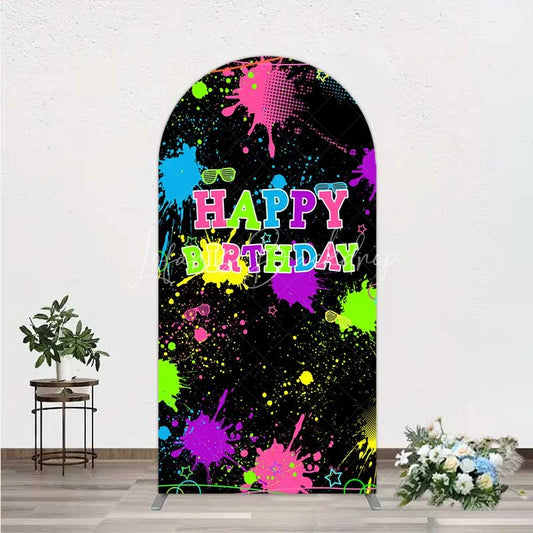 Lofaris Neon Splatter Pajama Party Arch Backdrop Glow Paint Sleepover Photography Background