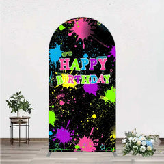 Lofaris Neon Splatter Pajama Party Arch Backdrop Glow Paint Sleepover Photography Background