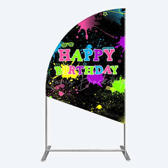Lofaris Neon Splatter Pajama Party Half Moon Arch Backdrop Glow Paint Sleepover Photography Background
