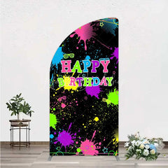Lofaris Neon Splatter Pajama Party Half Moon Arch Backdrop Glow Paint Sleepover Photography Background
