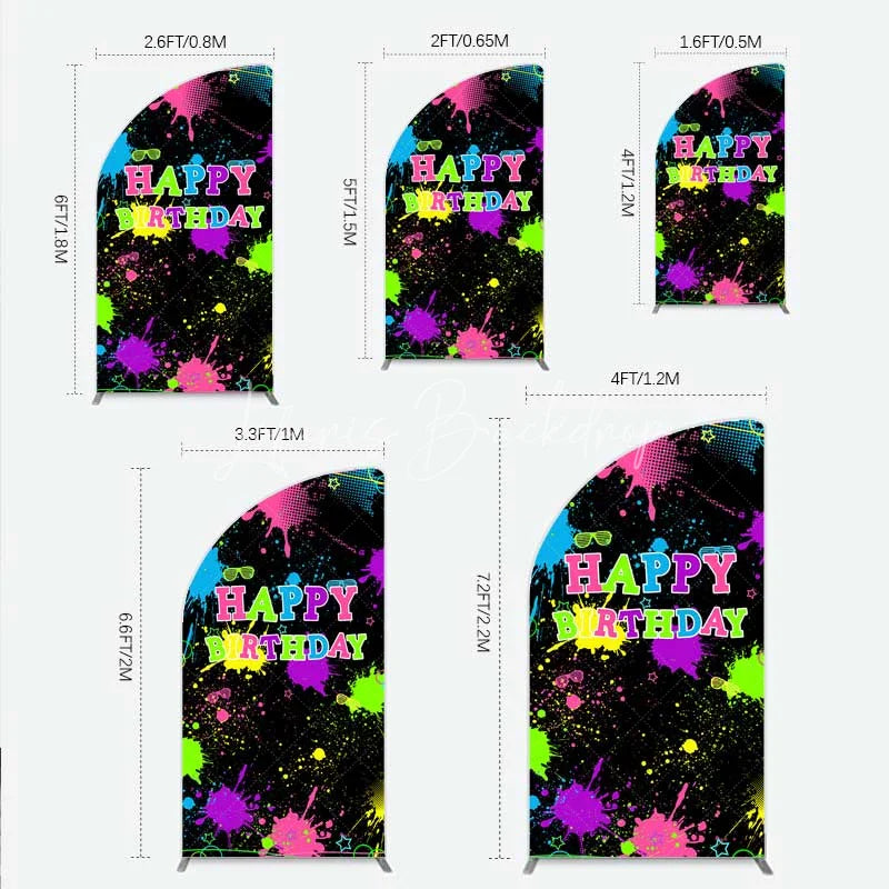 Lofaris Neon Splatter Pajama Party Half Moon Arch Backdrop Glow Paint Sleepover Photography Background