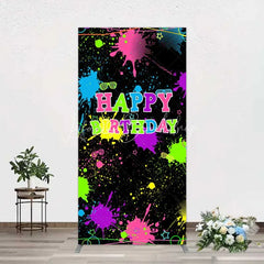 Lofaris Neon Splatter Pajama Party Rectangle Backdrop Glow Paint Sleepover Photography Background
